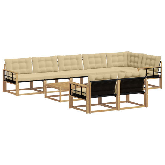 Ensemble de canapés d'extérieur 9 pcs blanc et beige