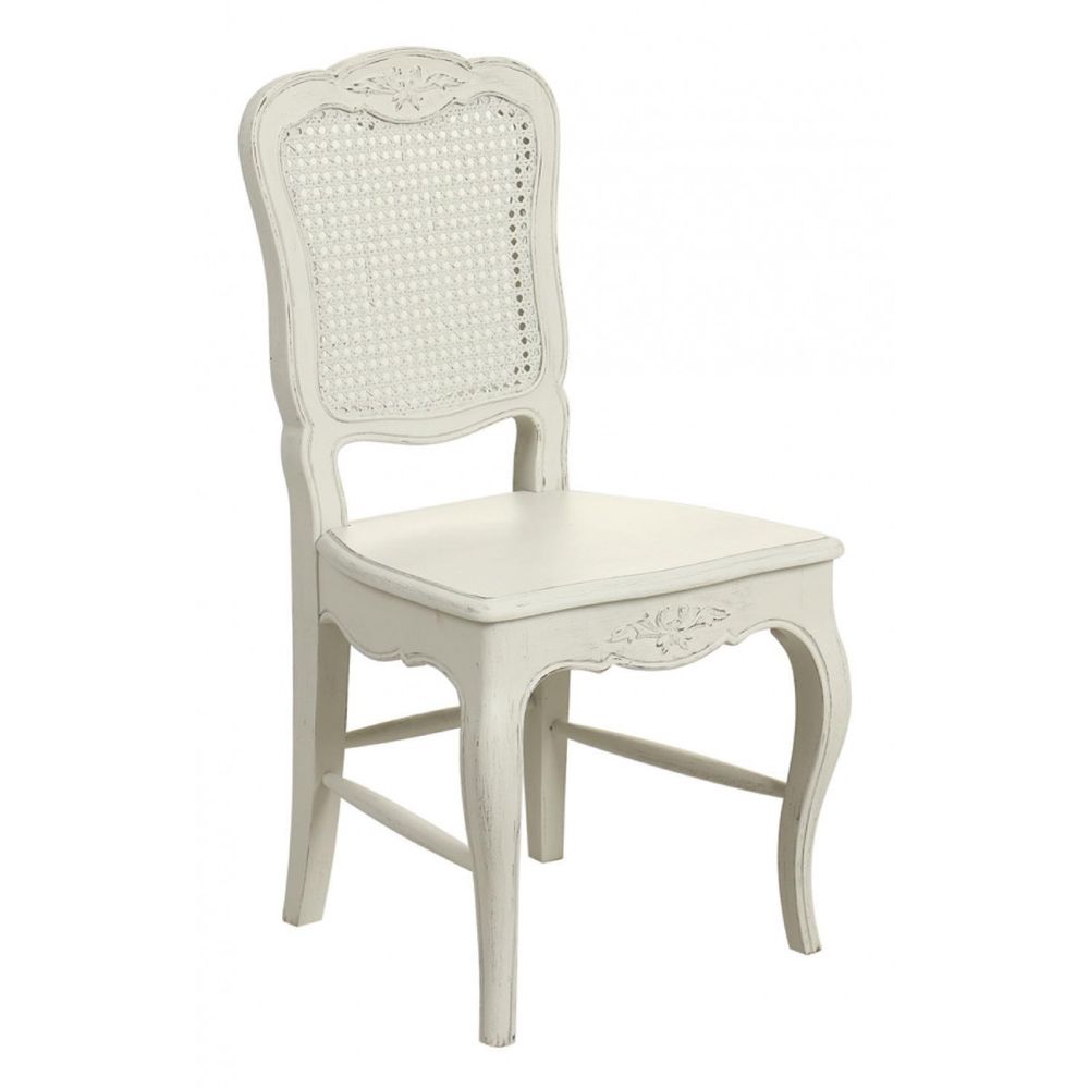 Lot de 2 chaises canné bois blanc - château interior's