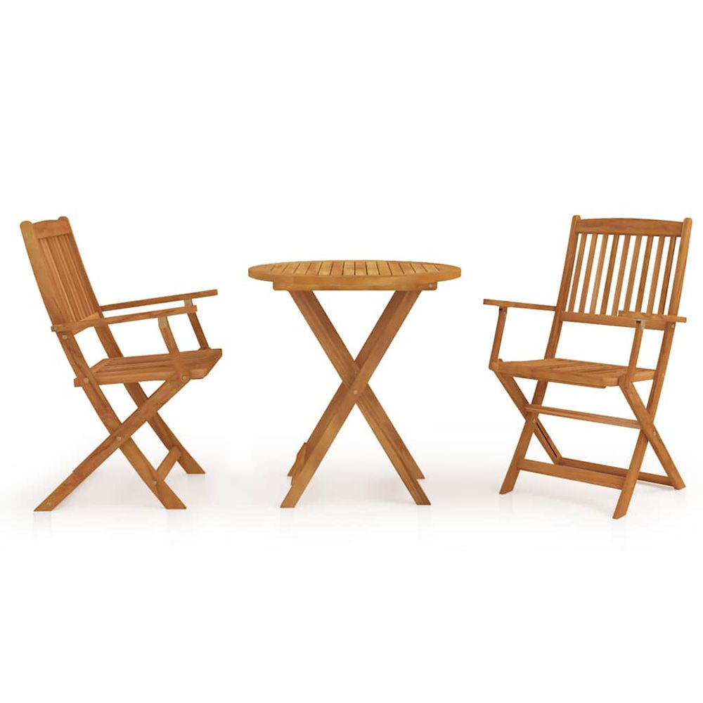 Ensemble à manger de jardin pliable 3 pcs bois d'acacia solide