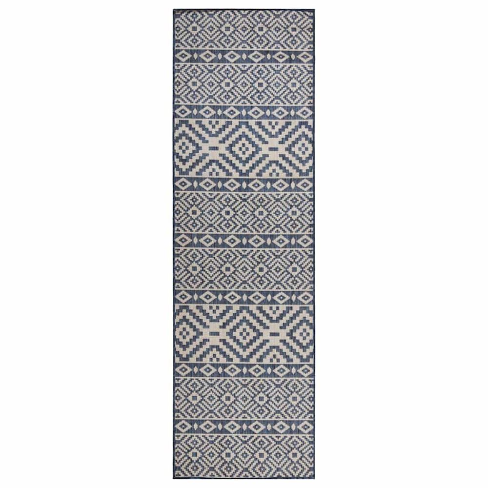 Tapis à tissage plat d'extérieur 80x250 cm rayures bleues