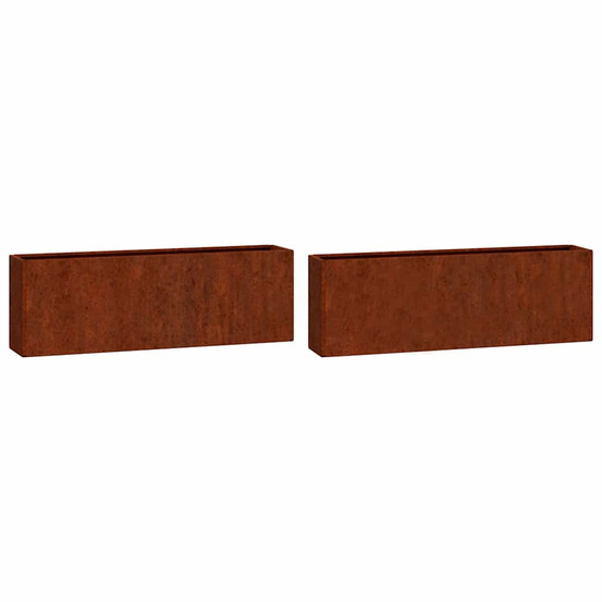 Jardinière d'extérieurs murales 2 pcs rouillé acier corten 53x10x17 cm
