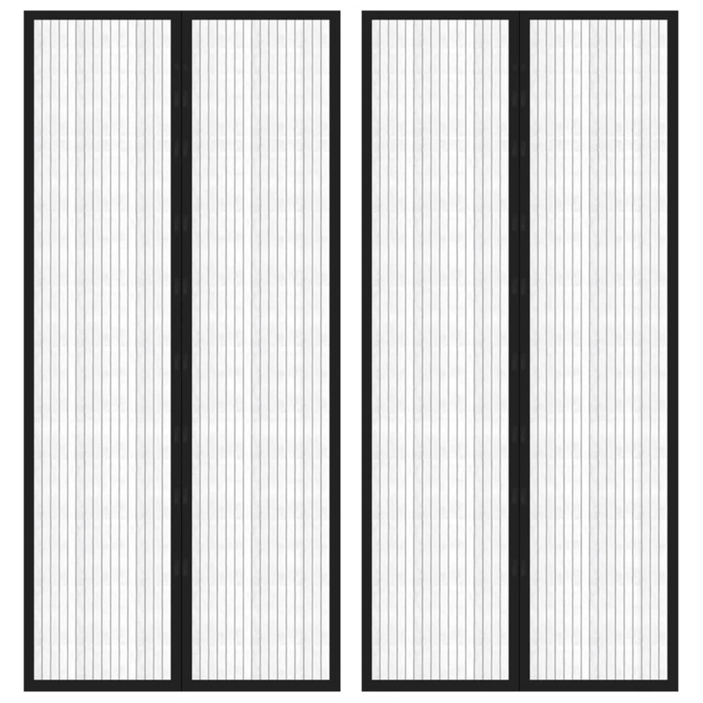 Rideaux de porte anti-insectes 2 pcs avec aimants noir 210x90cm