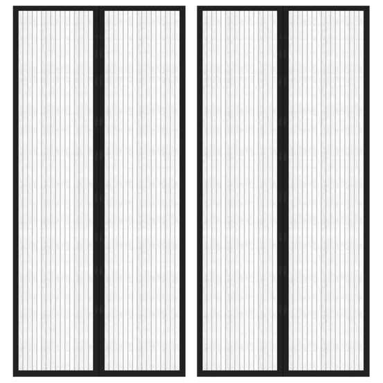Rideaux de porte anti-insectes 2 pcs avec aimants noir 210x90cm