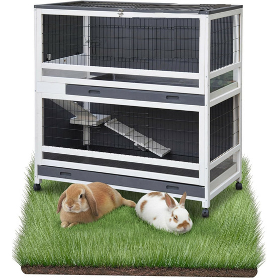 Cage clapier enclos pour lapins avec roulettes 115 x 60 x 118 cm.modele oscar