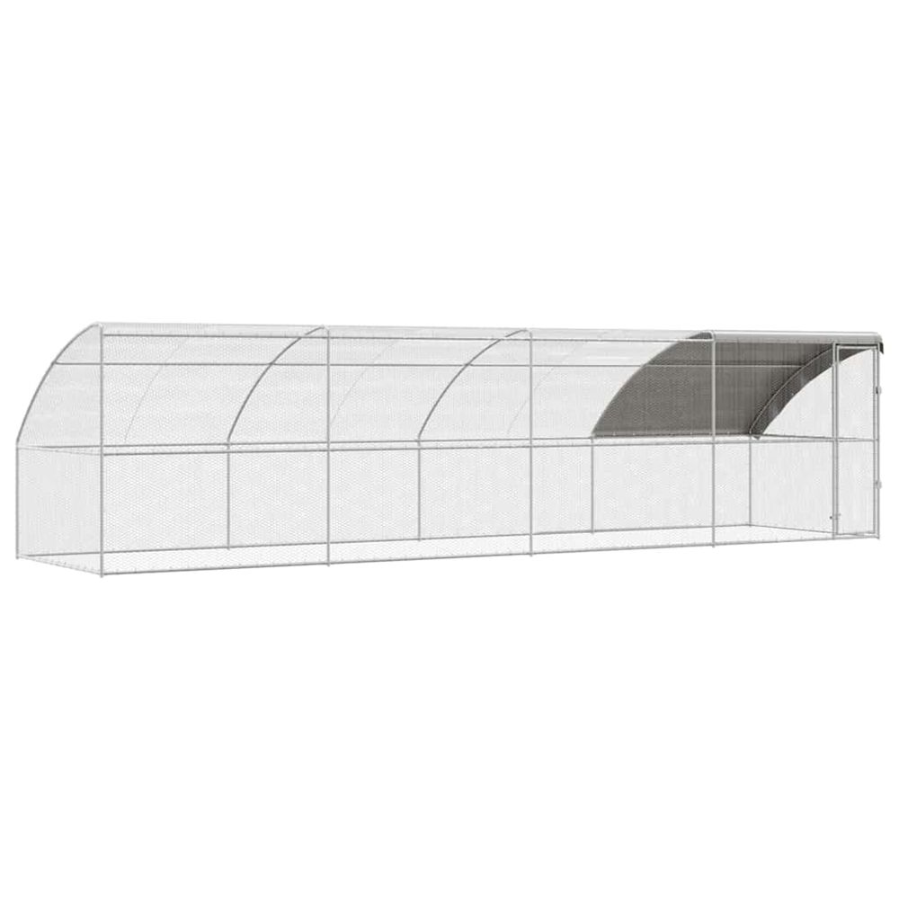 Cage à poules 4 pc argenté 800 x 200 x 200 cm acier et pe