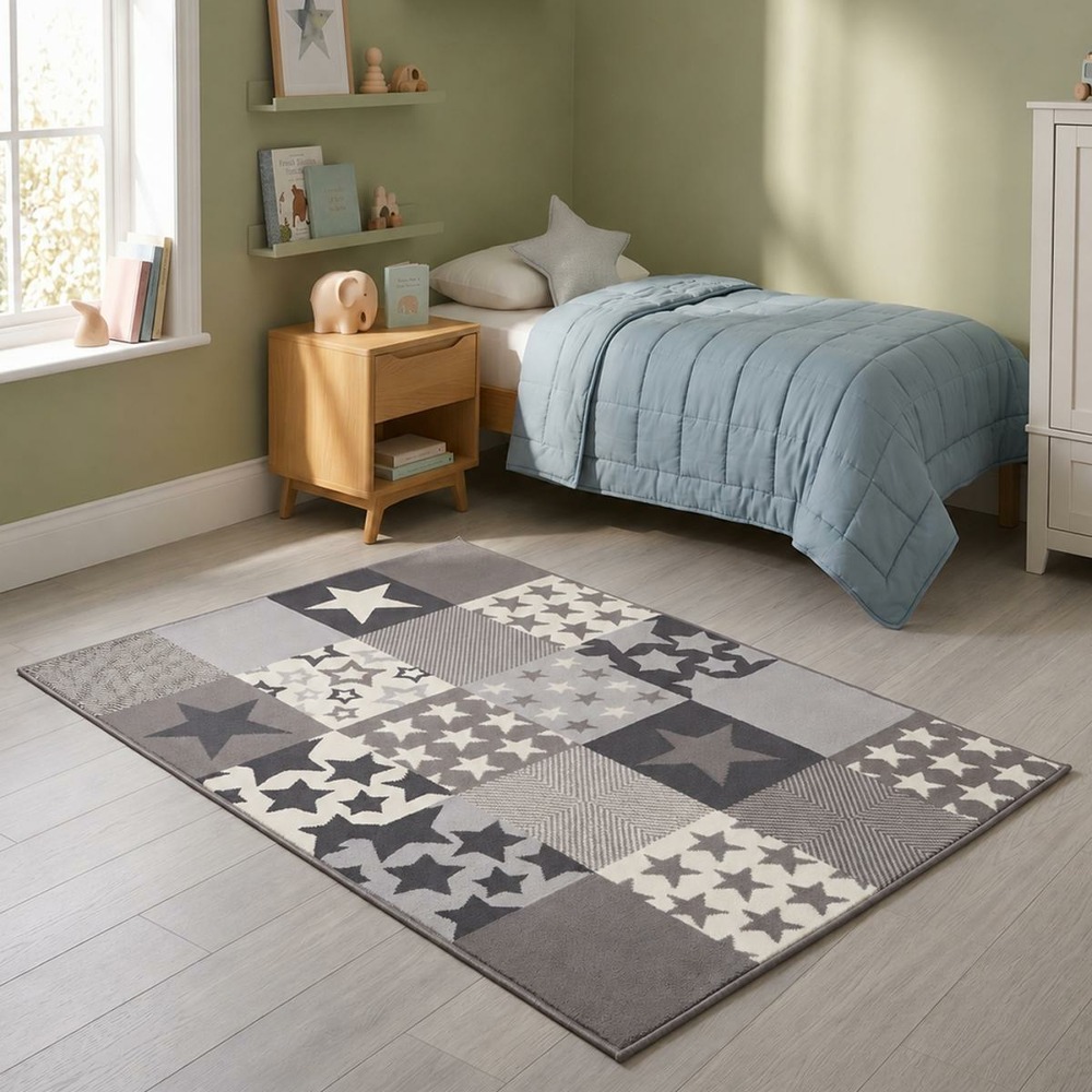 Tapis enfant 80x150 rectangle tissé crème lyn1 caretoile