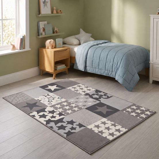 Tapis enfant 80x150 rectangle tissé crème lyn1 caretoile