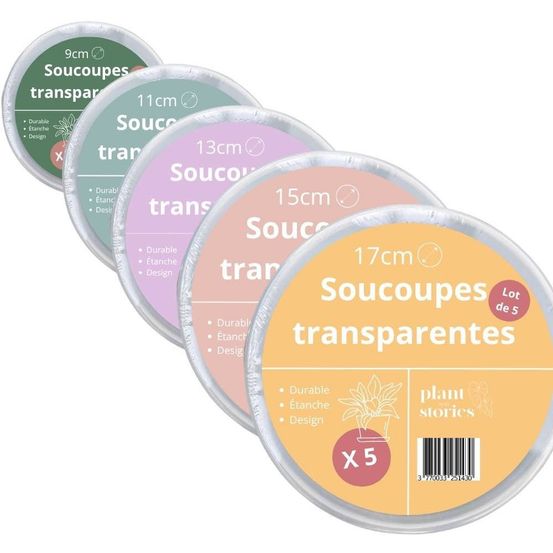 Pack de 50 soucoupes transparentes pour plantes - soucoupes rigides - coupelles pour plantes