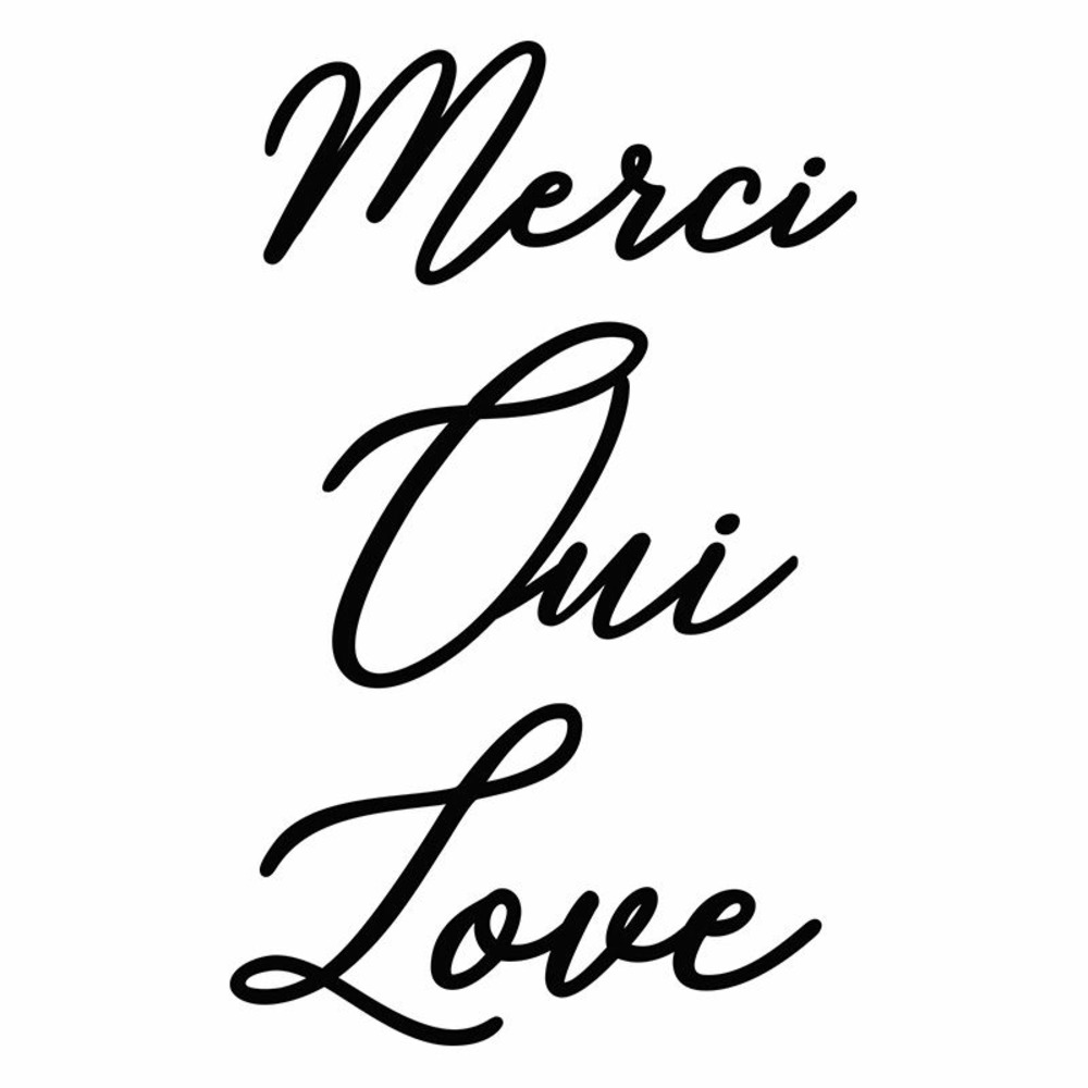 Matrices de découpe et d'embossage - mots merci / oui / love
