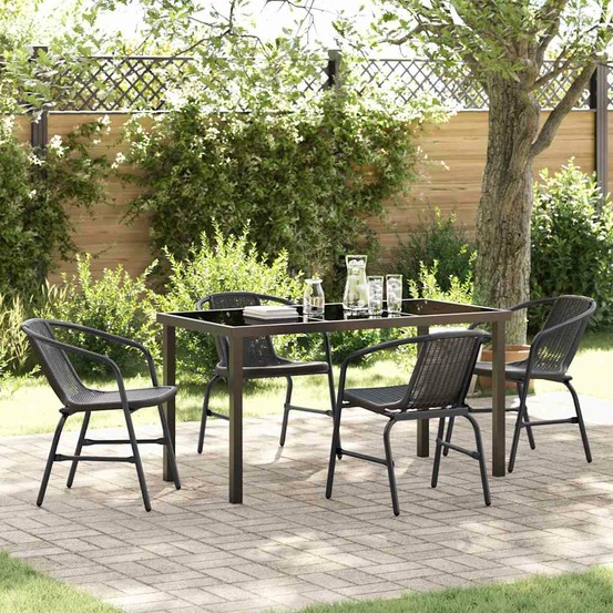 Ensemble de salle à manger pour jardin 5 pcs noir