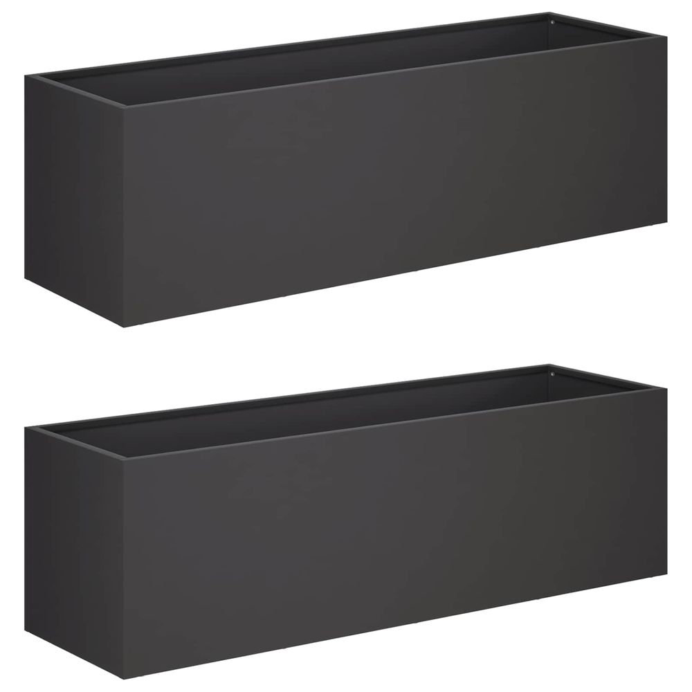 Cache-pot de jardin 2 pc noir 80 x 30 x 30 cm