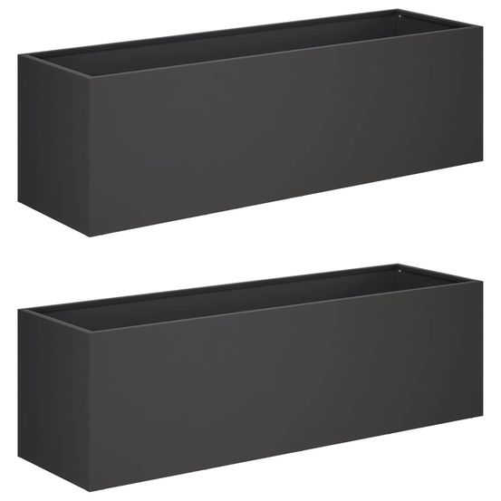 Cache-pot de jardin 2 pc noir 80 x 30 x 30 cm