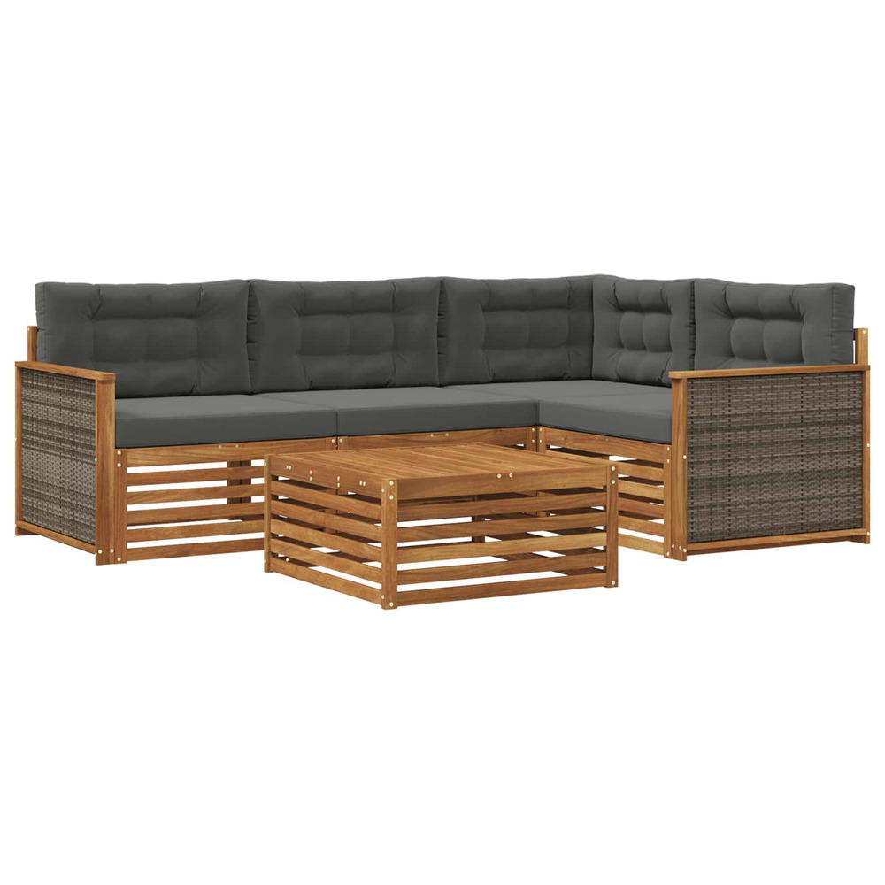 Ensemble de canapés d'extérieur 5 pcs naturel et anthracite