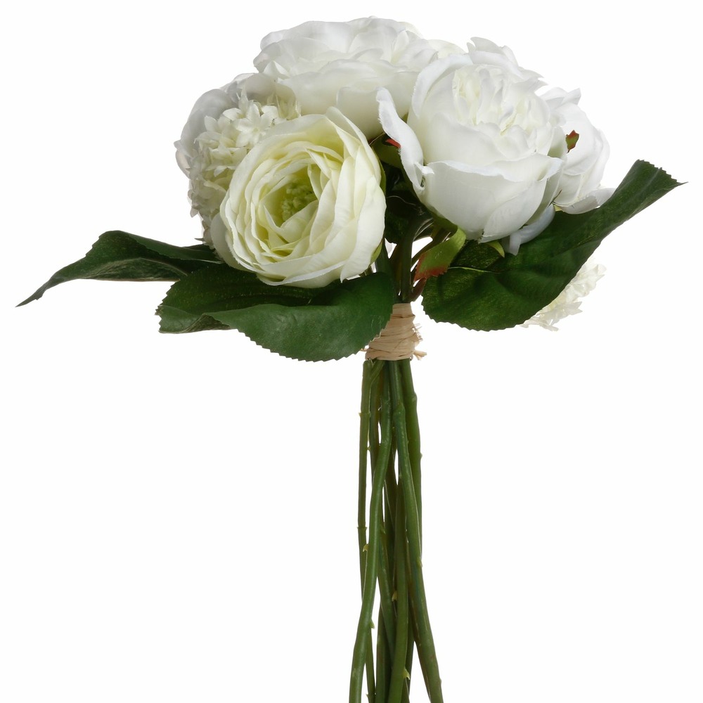 Bouquet de fleurs artificielles blanches - h. 30 cm