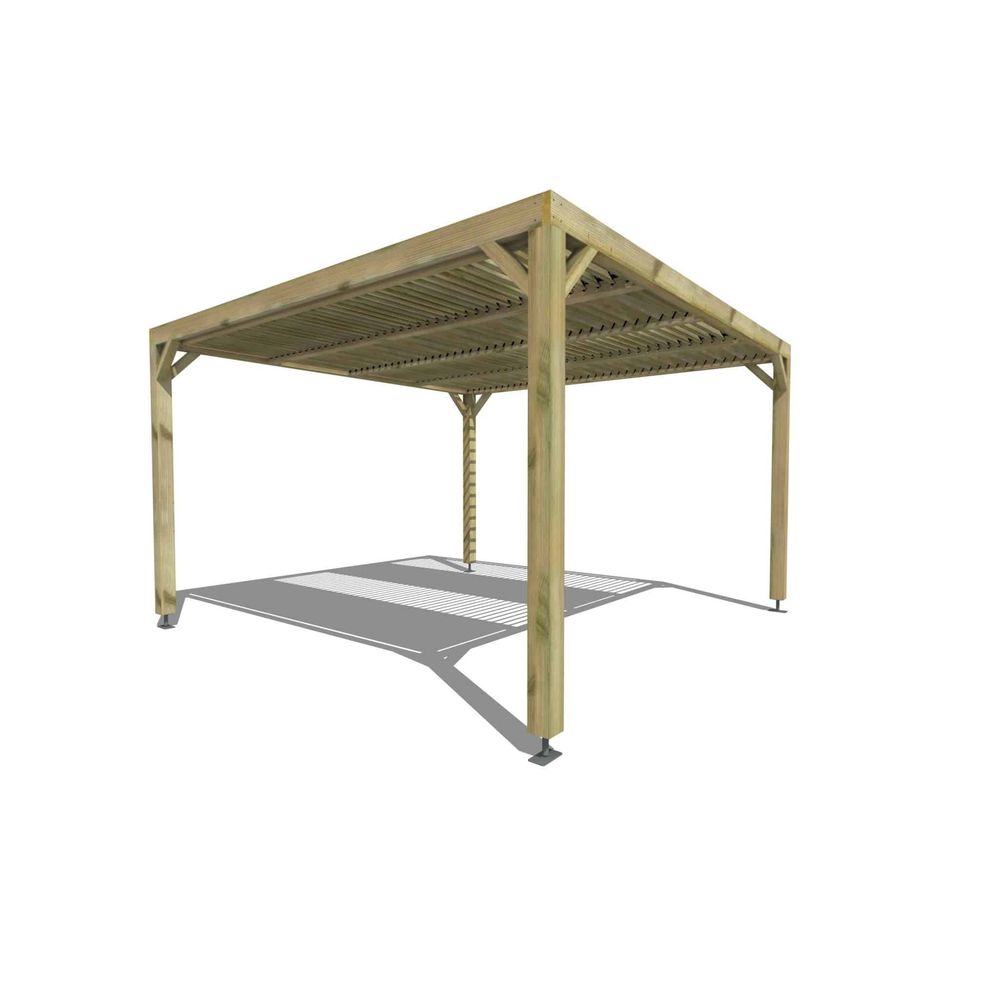 Pergola bois • 4m x 4m • indépendante • sens profondeur • lames orientables bioclimatiques incluses • livraison comprise