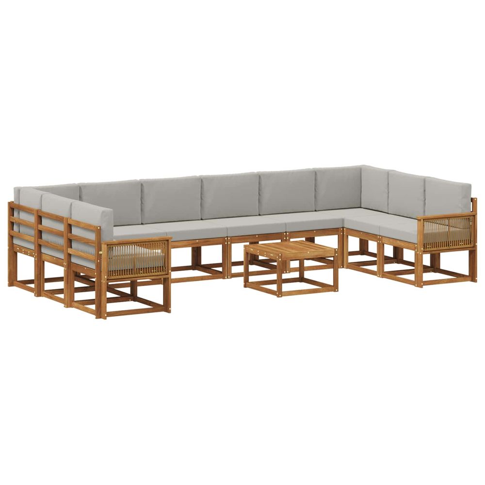 Ensemble de canapés d'extérieur 11 pc naturel et gris clair
