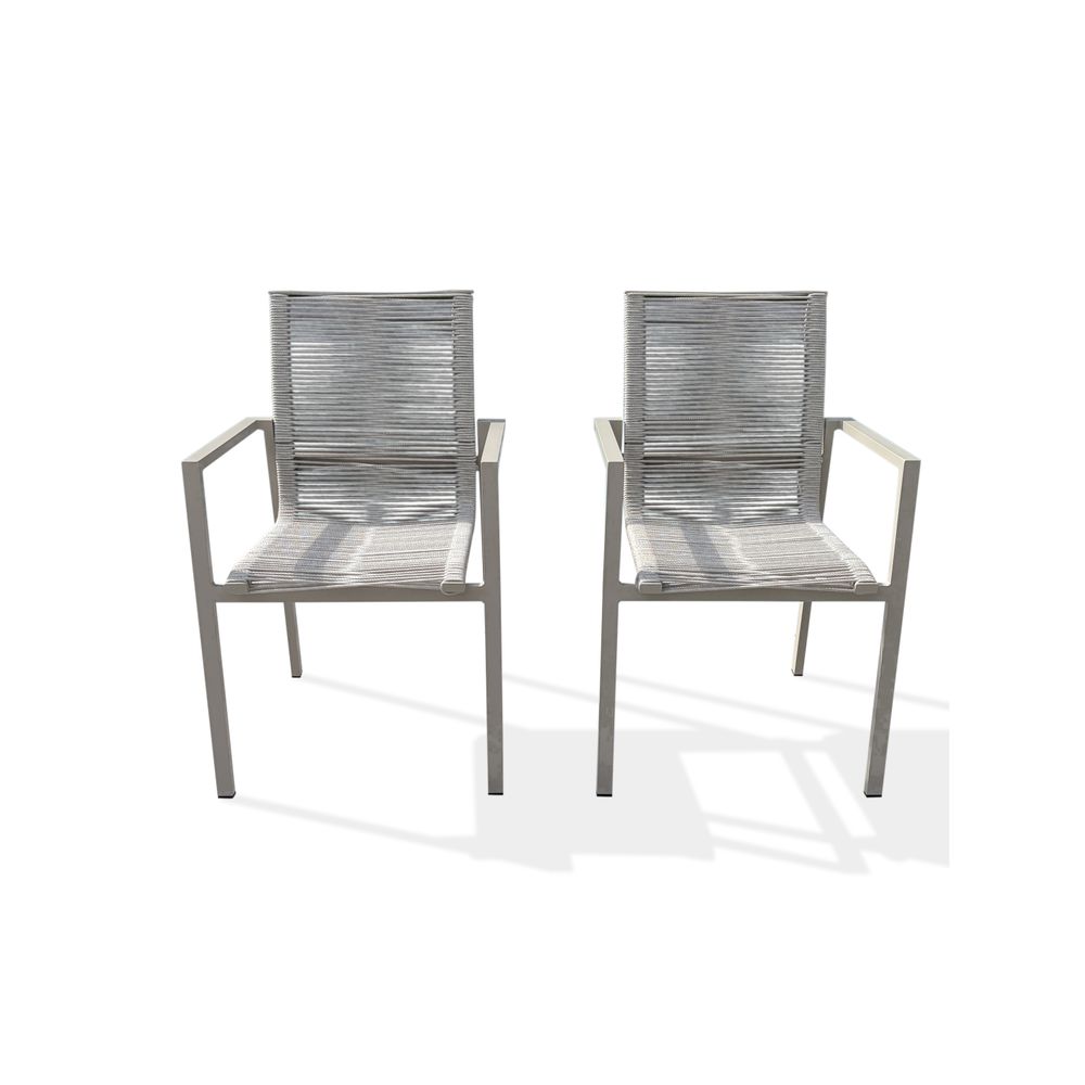 Lot de 2 fauteuils de jardin mexico en aluminium et corde - grege