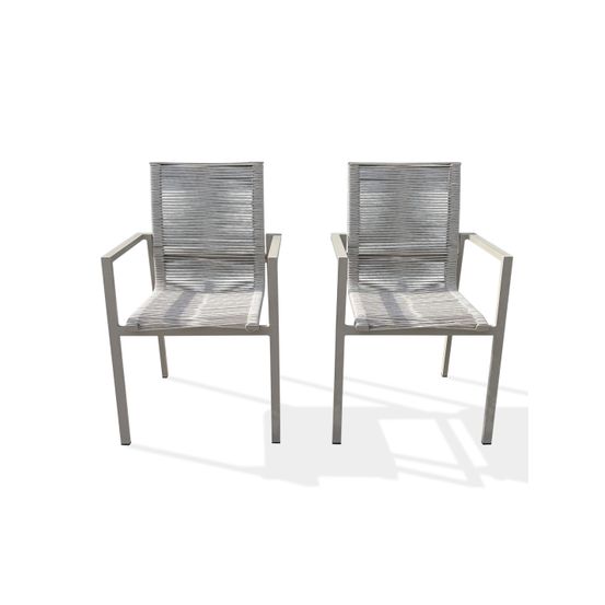 Lot de 2 fauteuils de jardin mexico en aluminium et corde - grege