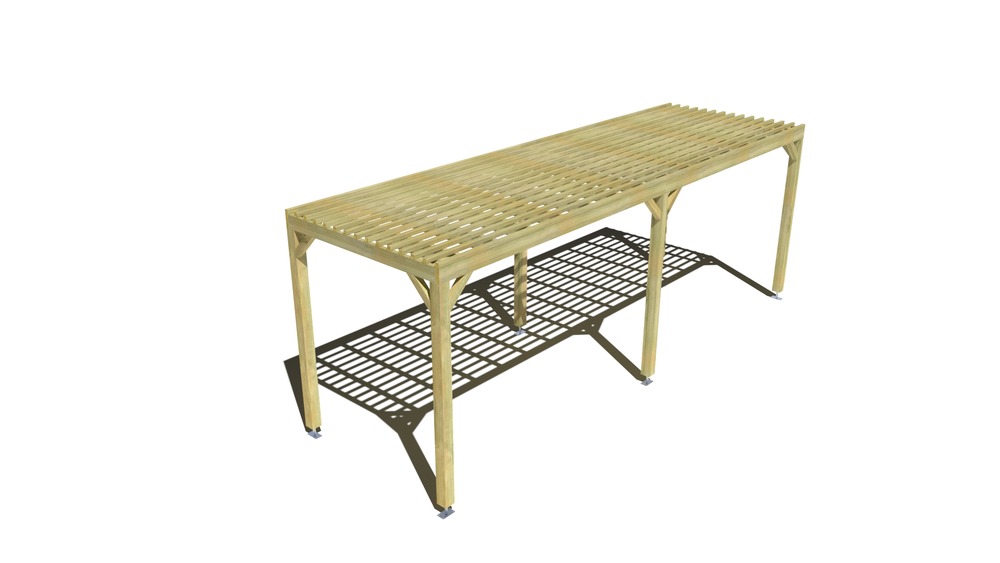 Pergola bois • 7m x 2m • indépendante • sens profondeur • lattage bois • livraison comprise
