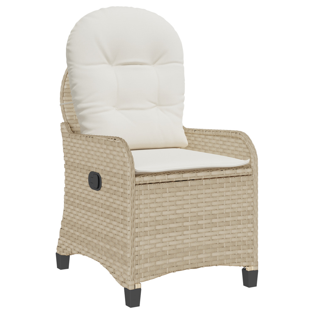 Fauteuil relax avec coussin en poly rattan beige