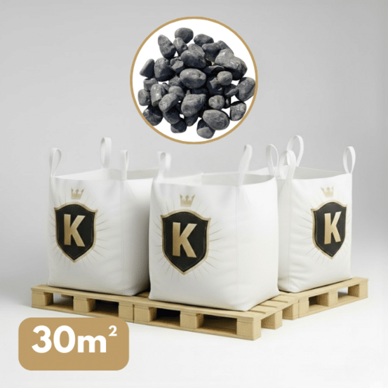 Galet marbre gris anthracite 40/60 mm – pack 3 big bag +/- 1,5t – 30 m²