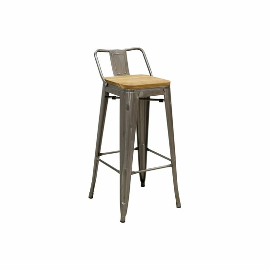 Tabouret de bar en métal et bois d'orme huilé