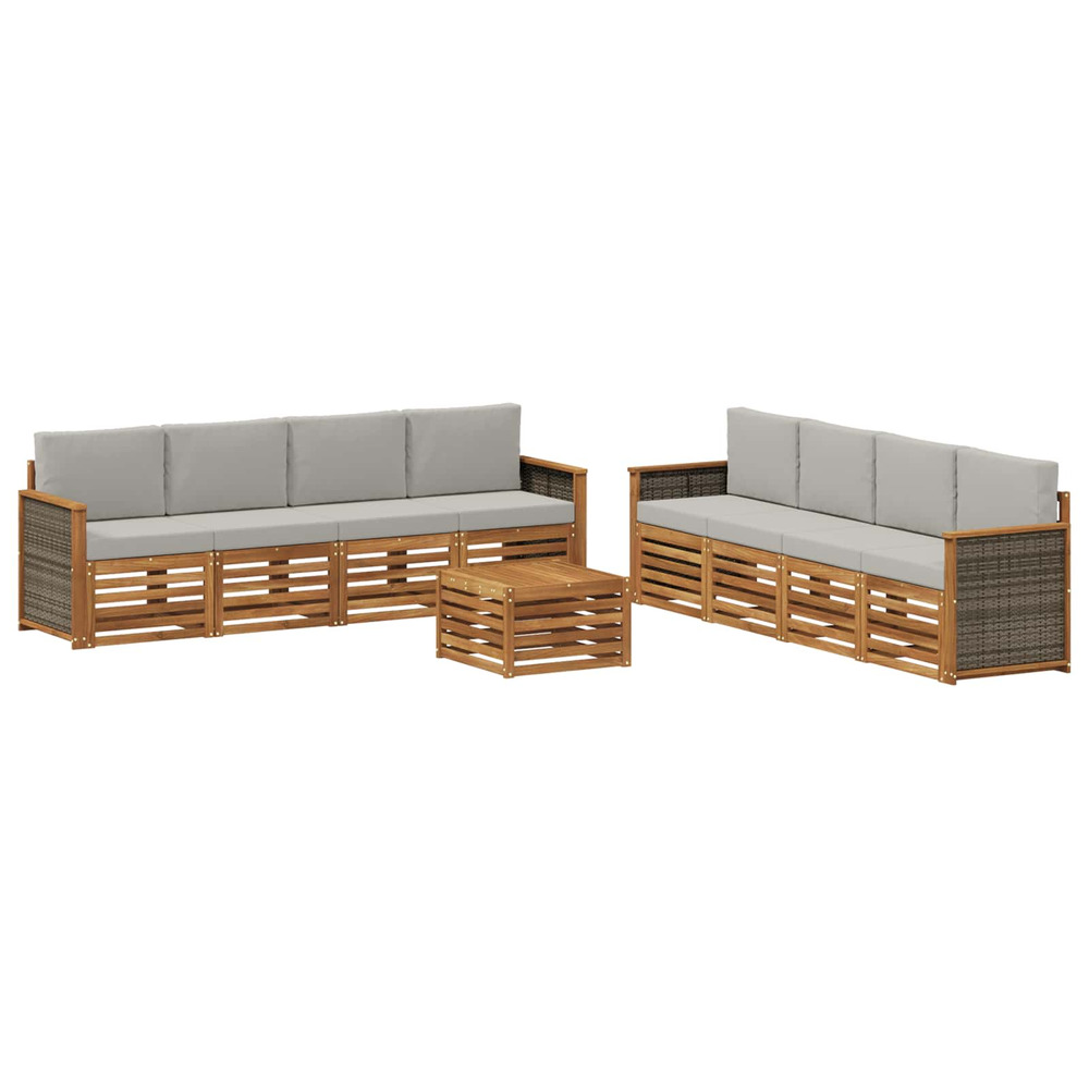 Ensembles de canapés avec coussin 9 pcs bois d'acacia massif