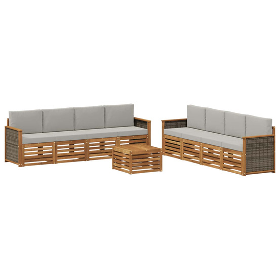 Ensembles de canapés avec coussin 9 pcs bois d'acacia massif