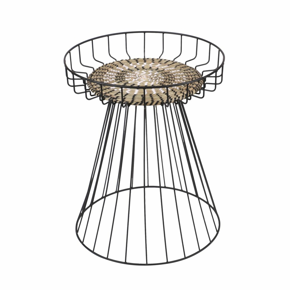 Table d'appoint en métal bohême - diam. 40 x h. 49 cm - noir