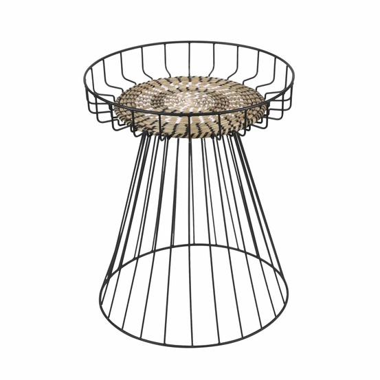 Table d'appoint en métal bohême - diam. 40 x h. 49 cm - noir