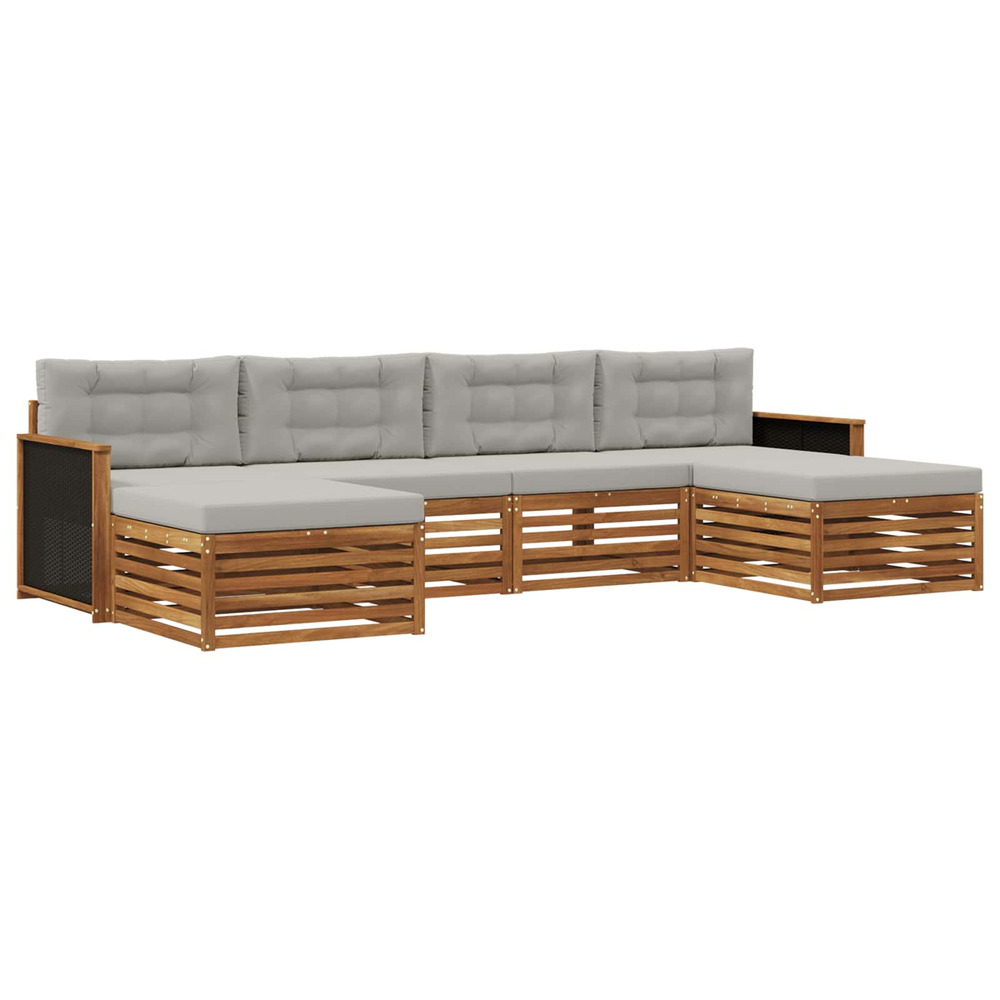 Ensembles de canapés avec coussin 6 pcs bois d'acacia massif