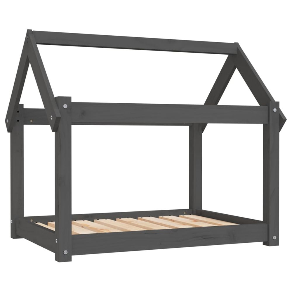 Lit pour chien gris 81x60x70 cm bois de pin solide