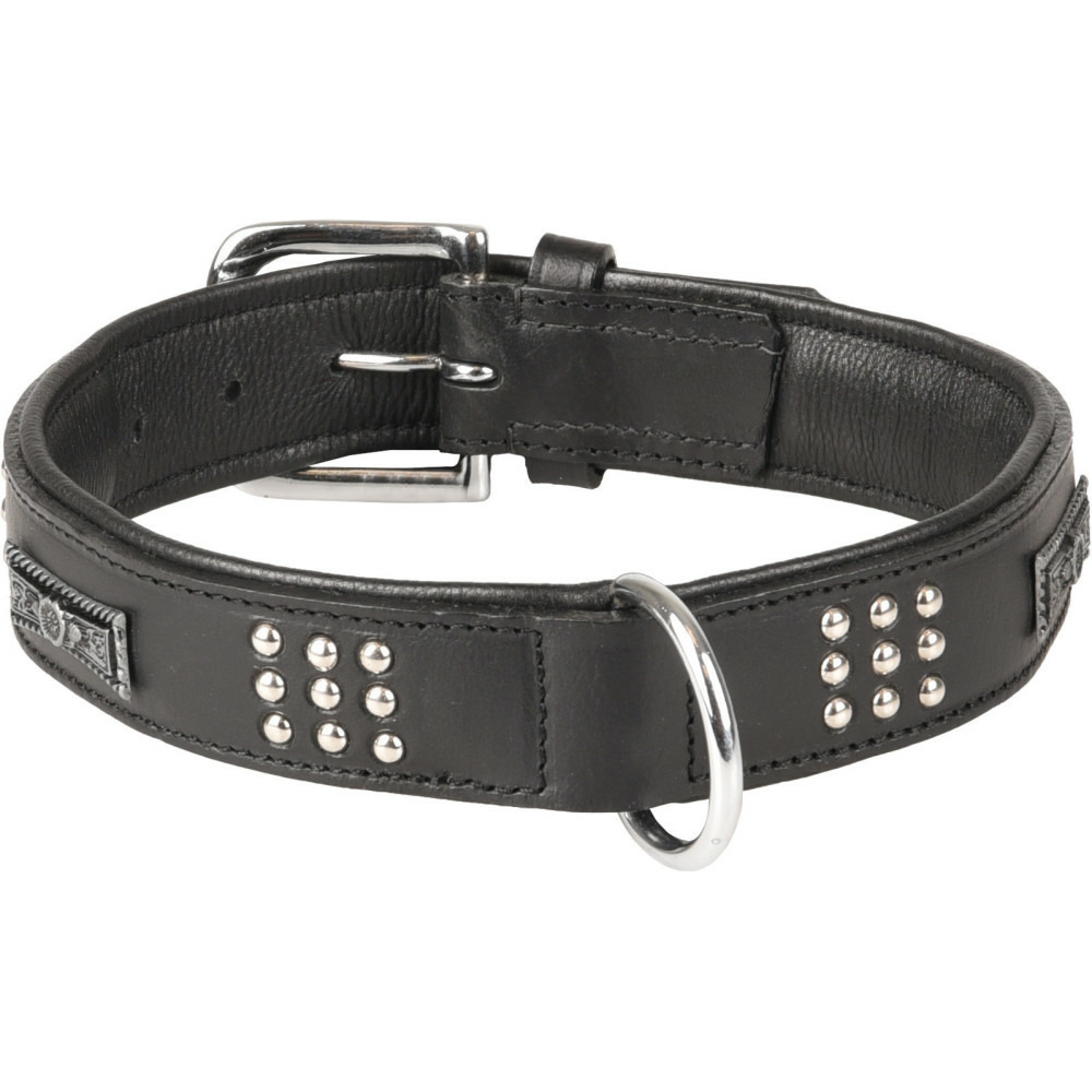 Collier cuir sedona noir taille l 43-50 cm pour chien