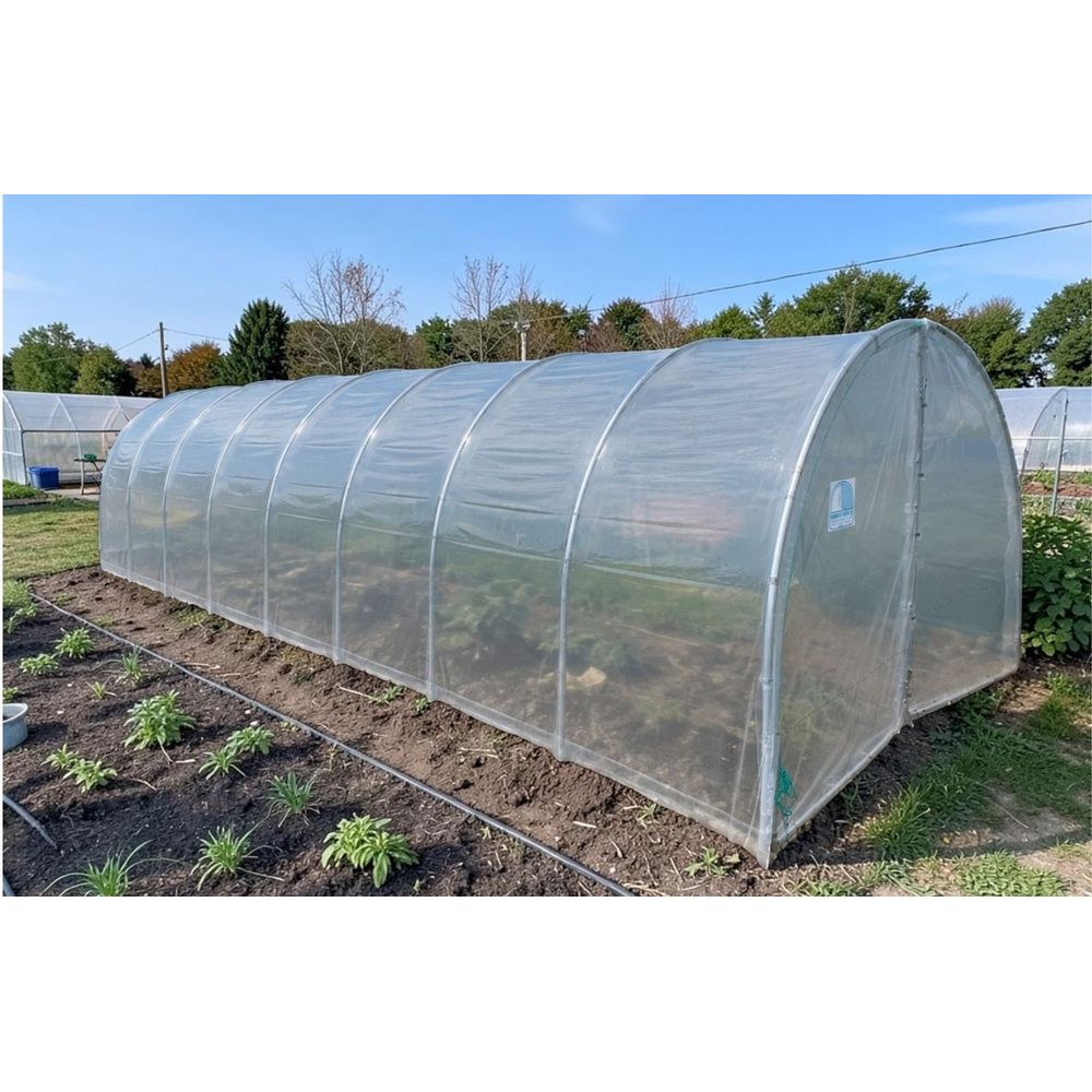 Serre tunnel de jardin - 36m² - 3 x 12m - pieds arrondis - polyéthylène haute densité - 2 portes - les serres tonneau