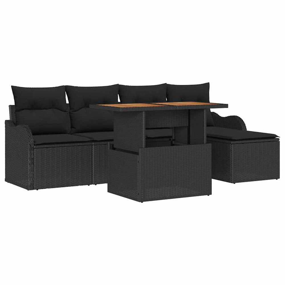 Ensemble de canapé de jardin 6 pc noir poly rotin