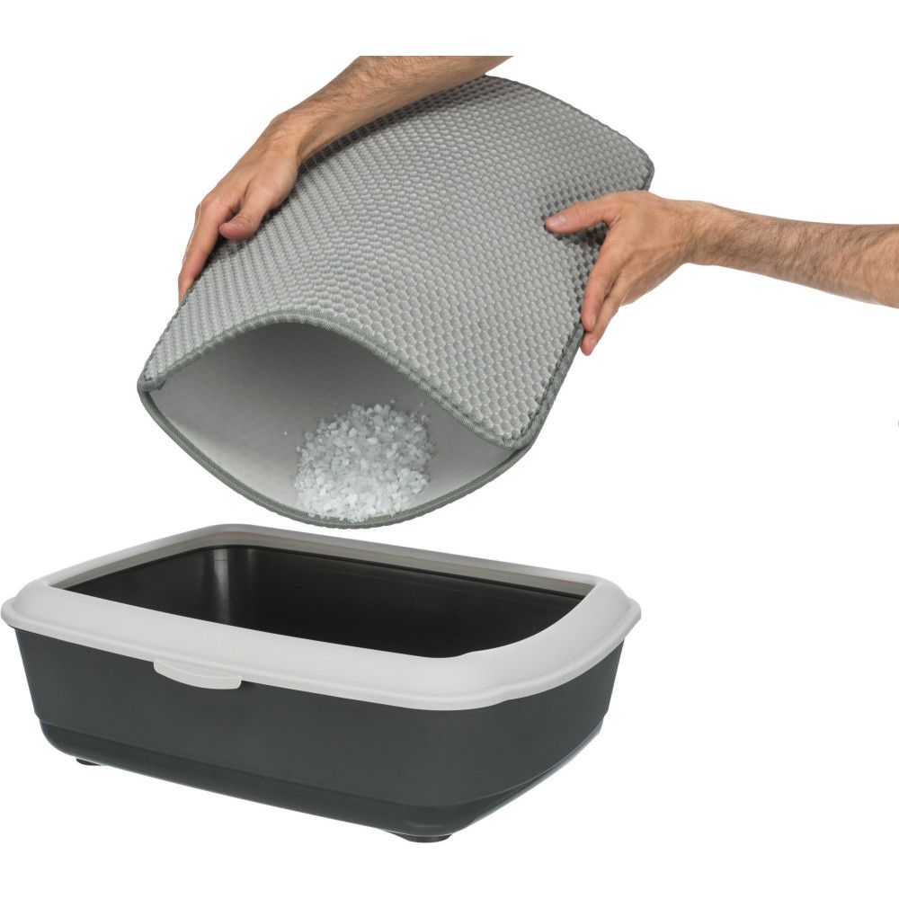 Tapis tamis pour bac à litière 40 × 55 cm noir ou gris pour chat