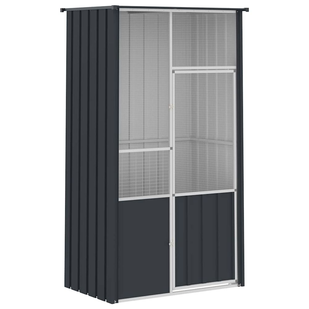 Cage à oiseaux anthracite 115x78x200 cm acier galvanisé