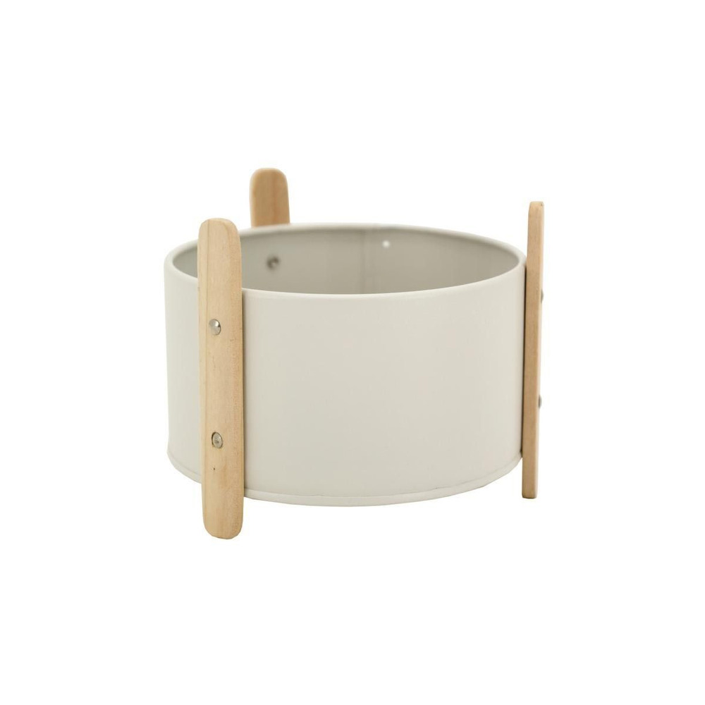 Cache-pot en métal laqué et bois 14.5 cm