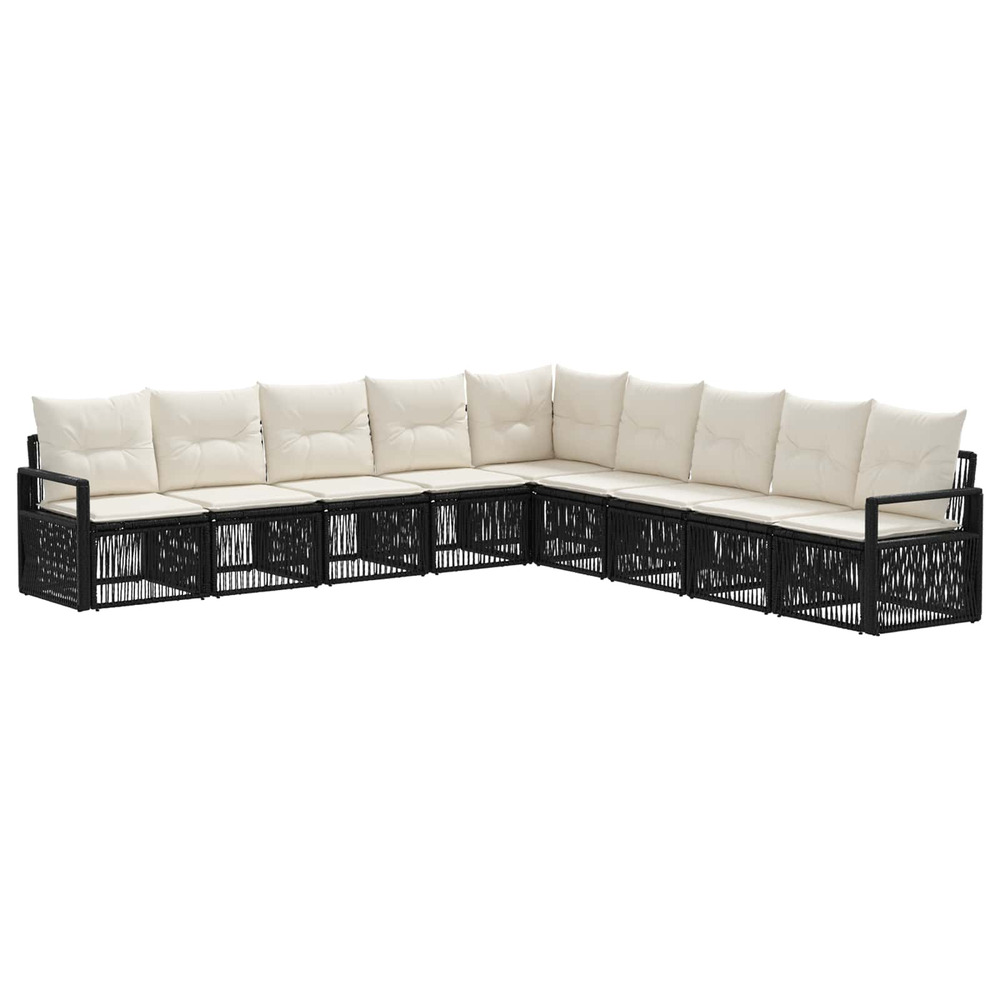Ensemble de canapé de jardin 9 pcs noir polyrotin
