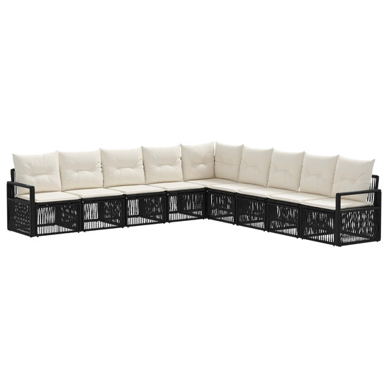Ensemble de canapé de jardin 9 pcs noir polyrotin