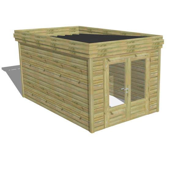 Abri de jardin bois pin traité autoclave 27mm - 2,64x4,34m / 11m2 - bac acier - abri français