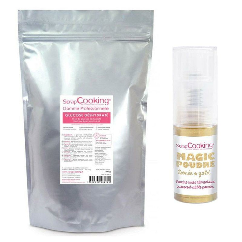 Glucose déshydraté 500 g + 1 poudre alimentaire irisée dorée