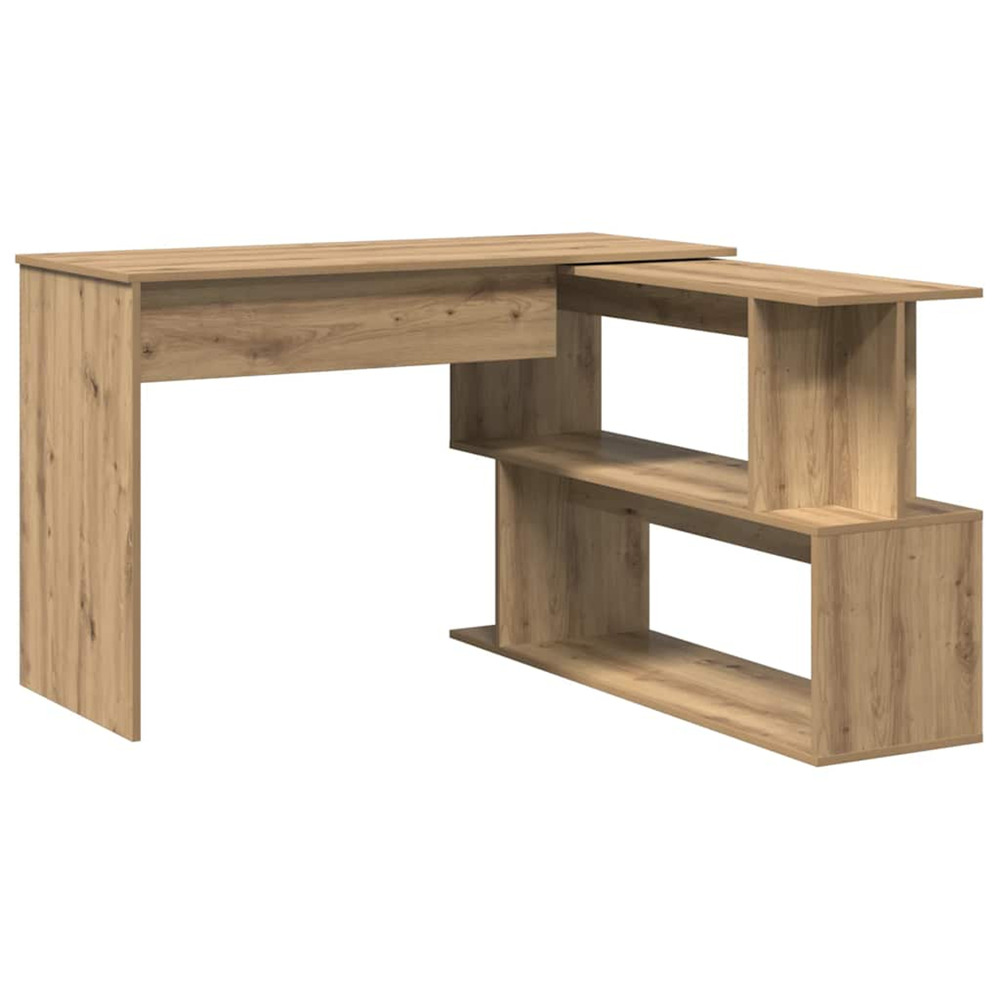 Bureau d'angle chêne artisanal 200,5x50x76 cm bois d'ingénierie