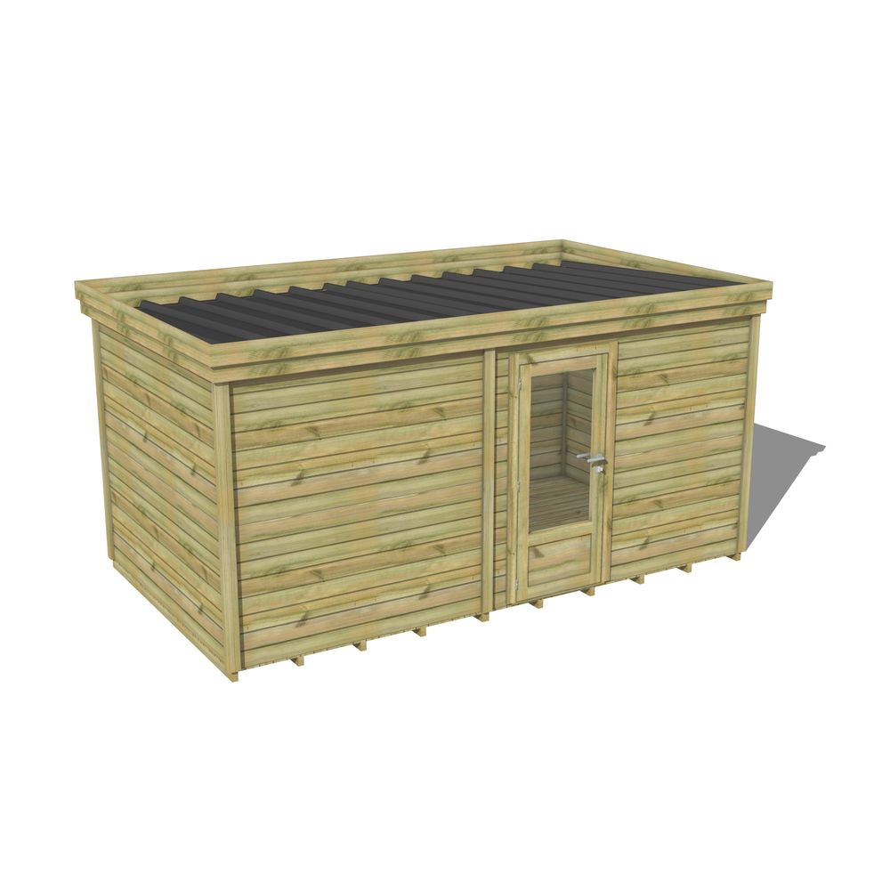 Abri de jardin bois pin traité autoclave 27mm - 4,195x2,64m / 11m2 - bac acier - plancher bois