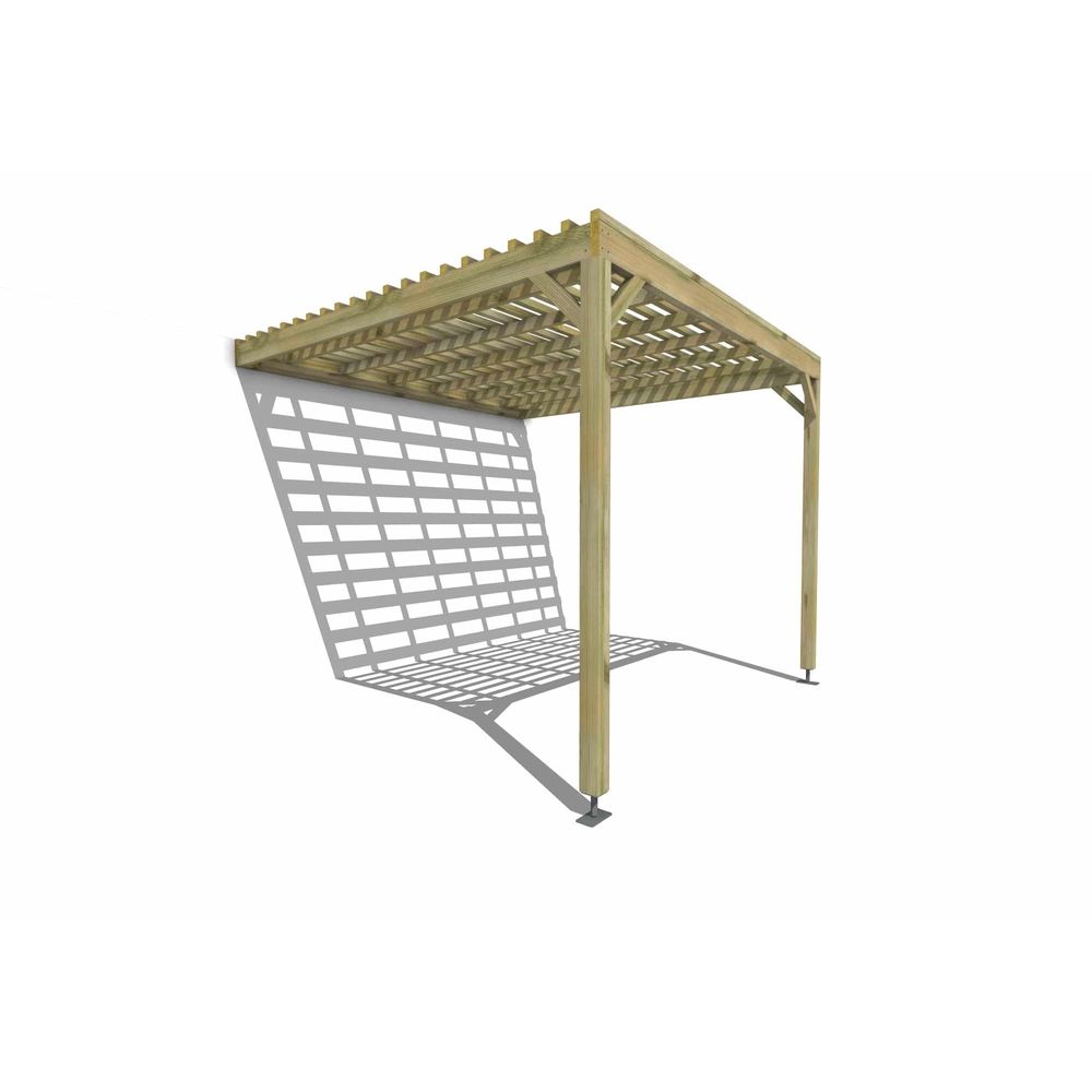 Pergola bois • 3m x 3m • adossée • sens profondeur • lattage bois • livraison comprise