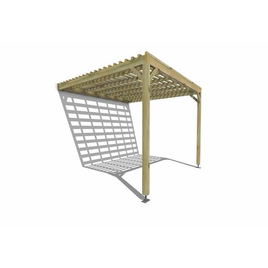 Pergola bois • 3m x 3m • adossée • sens profondeur • lattage bois • livraison comprise