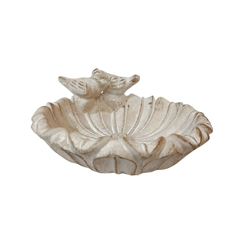 Bain d'oiseau en ciment gris et marron 