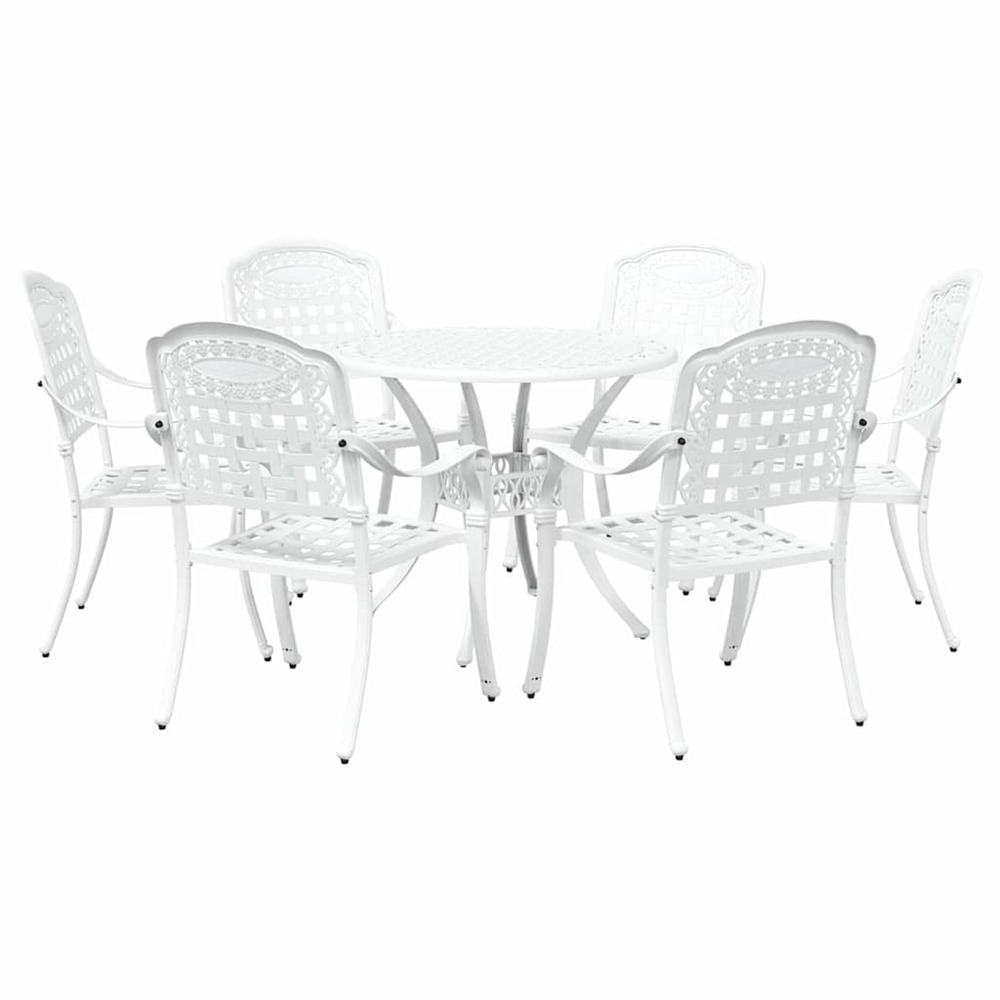 Ensemble de salle à manger pour jardin 7 pcs blanc aluminium