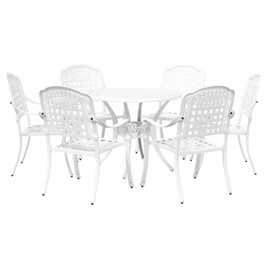 Ensemble de salle à manger pour jardin 7 pcs blanc aluminium