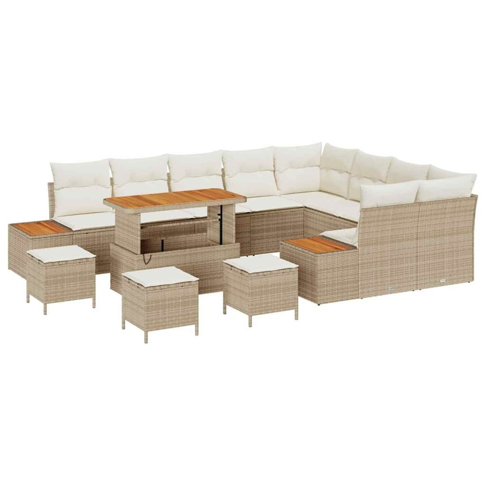 Ensemble de canapé de jardin avec coussin beige poly rotin